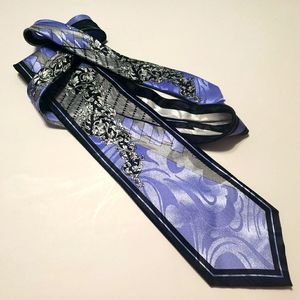 Porta Rossa Periwinkle & Black Filagree Tie